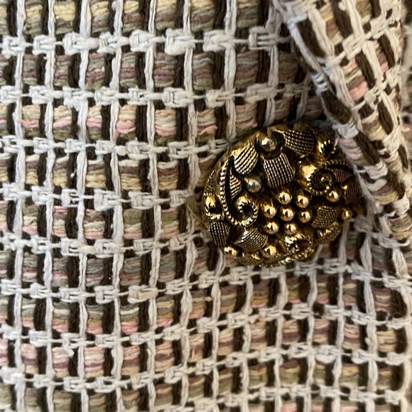 Town & Travel Womens Textured Cream Tan Weave Blazer / Made In USA / Size XS - Picture 4 of 11